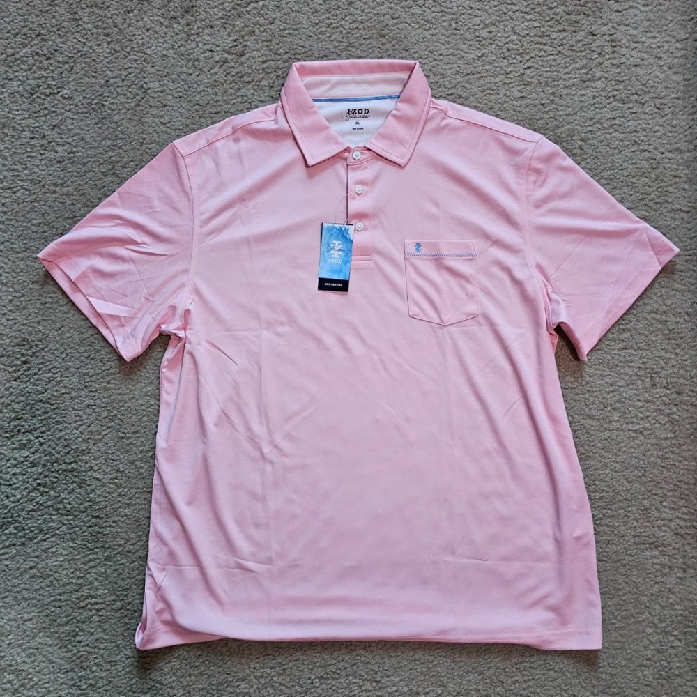 IZOD Men's Saltwater Beach Polo - Candy Pink XL NWT